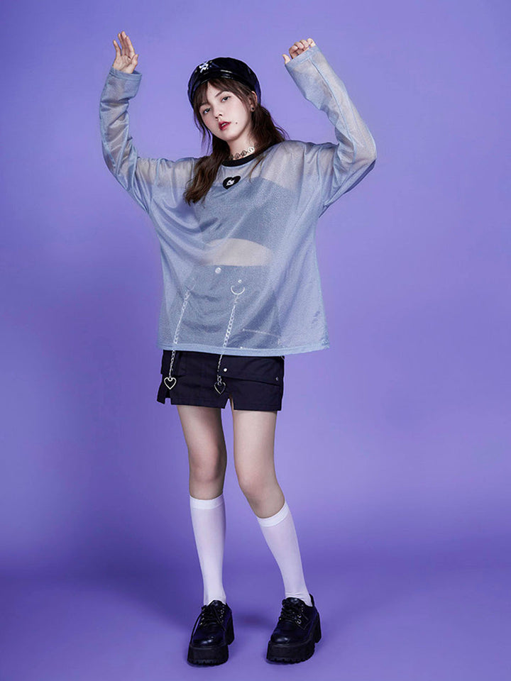 Black Heart Chain Utility Mini Skirt