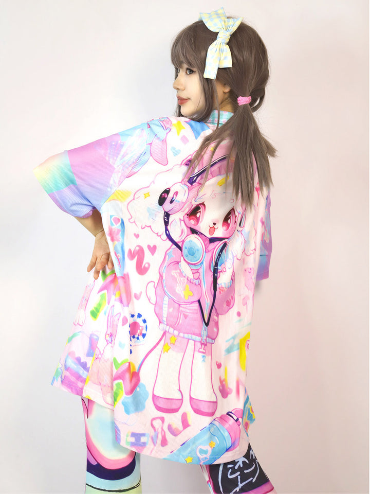 Kawaii Pastel Cartoon Button Up Shirt