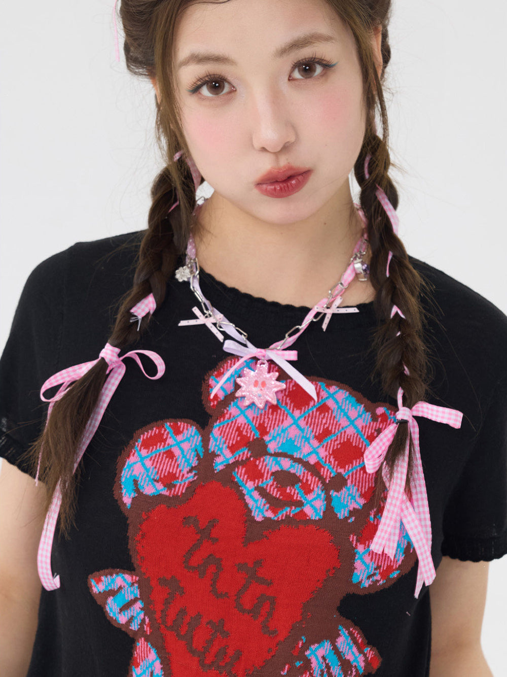 Pink Ribbon Star Charm Necklace