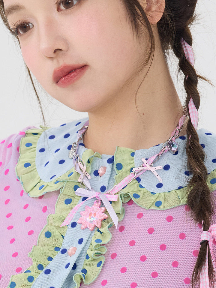 Pink Ribbon Star Charm Necklace