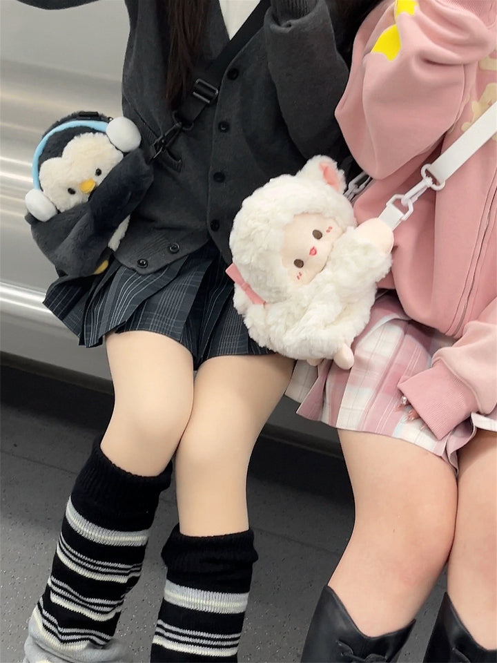 White Lamb Plush Crossbody Bag