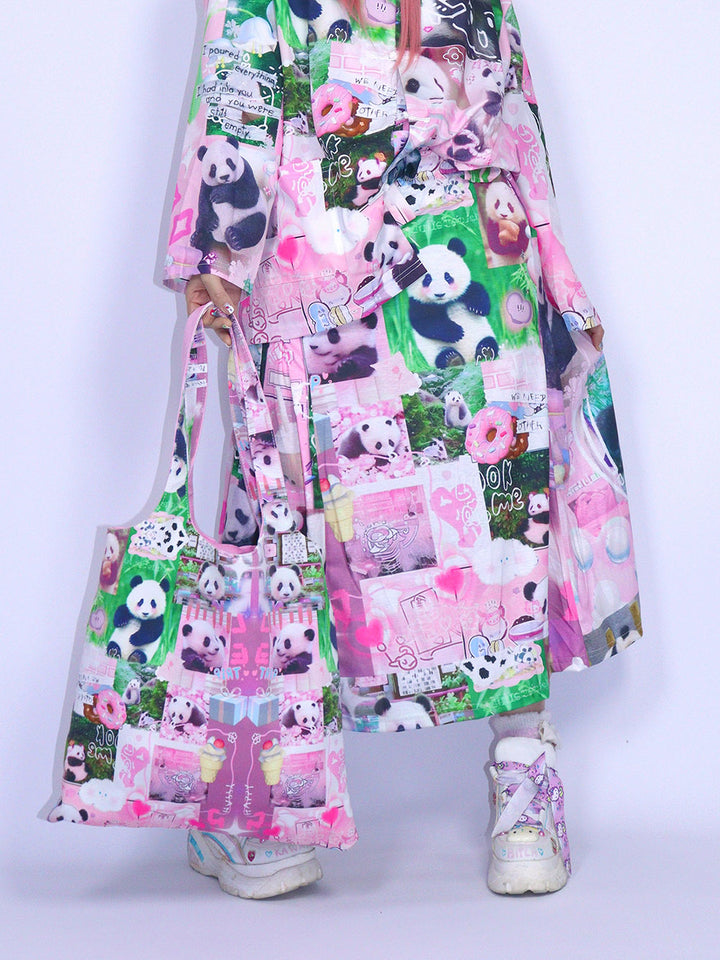 Pink Panda Collage Tote Bag