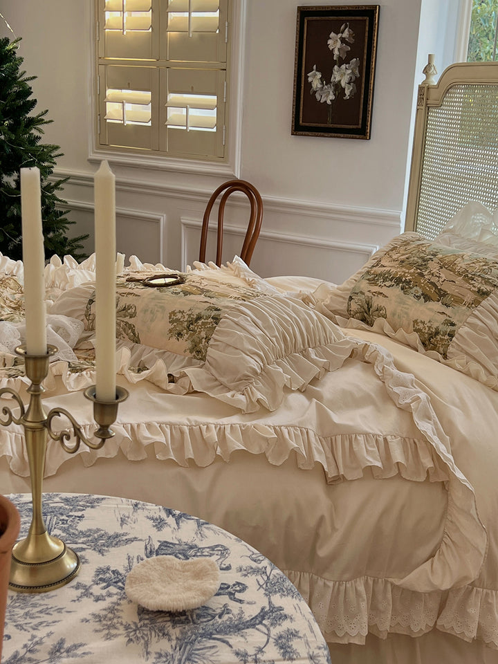 Romantic French Vintage Art Cotton Lace Duvet Cover