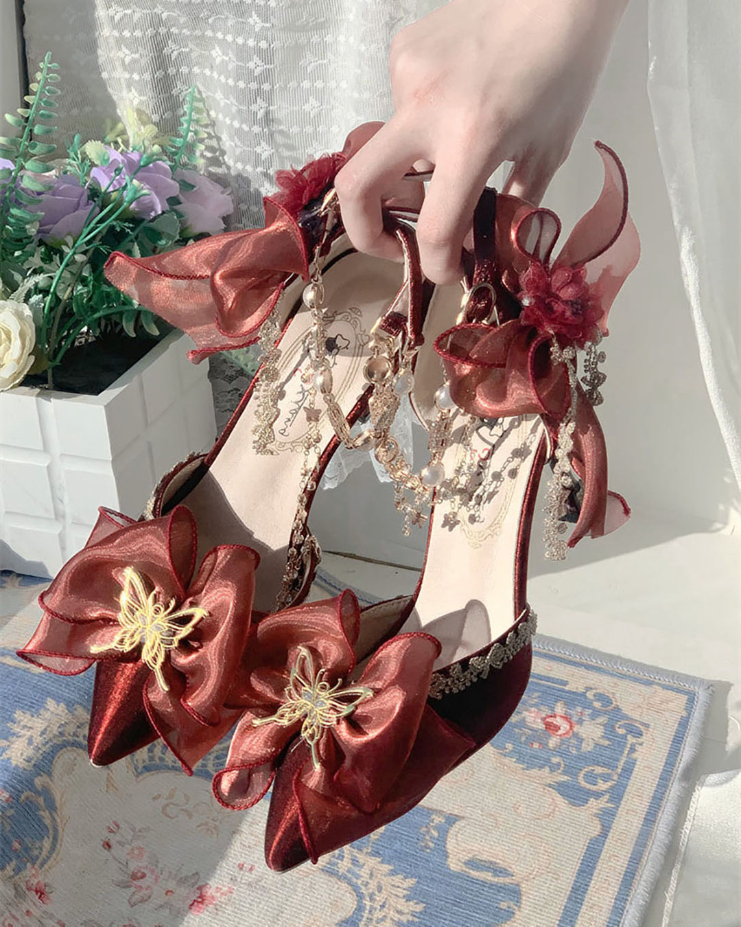 Fairy Butterfly Floral Decoration High Heels