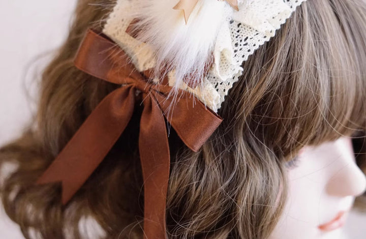 Lolita Brown Bow Bell Cat Ear Headband