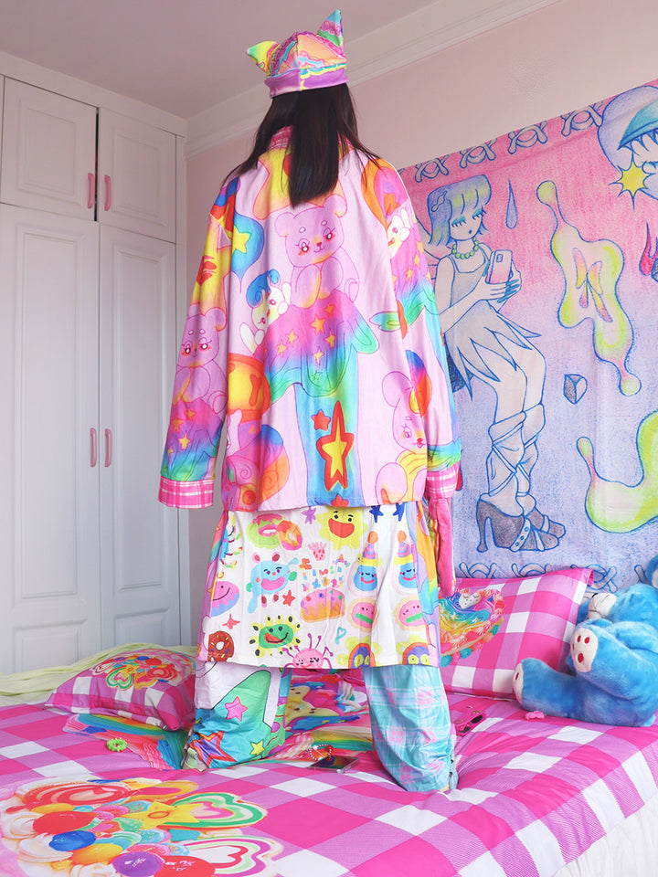 Pastel Bear Rainbow Button Up Shirt