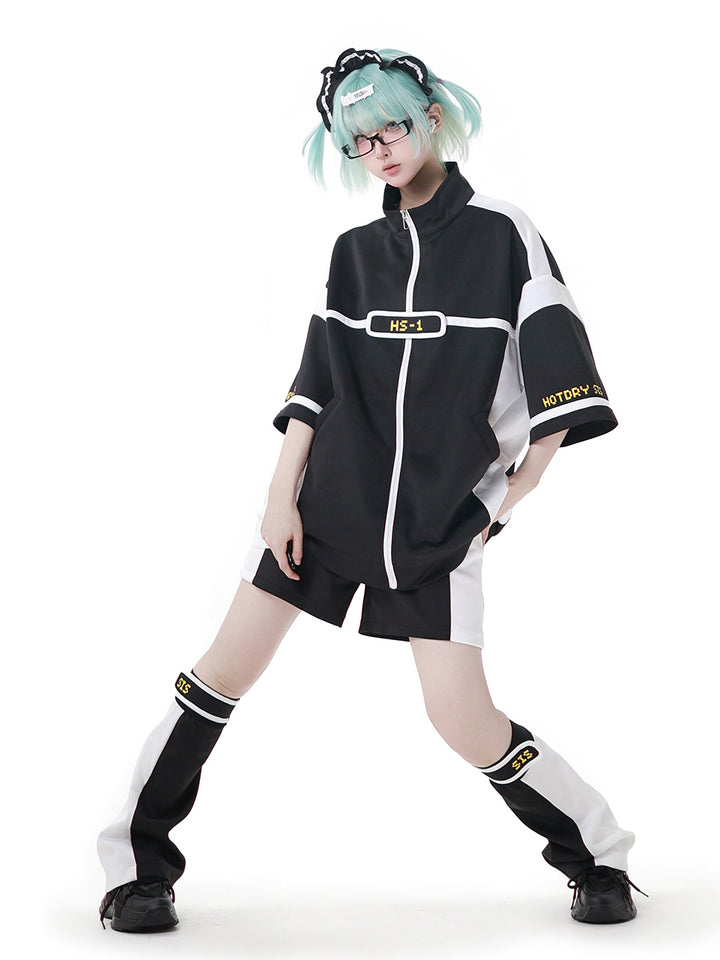 Orbit Hacker Cyber Y2K Zip Jacket Shorts Leg Warmers Headband