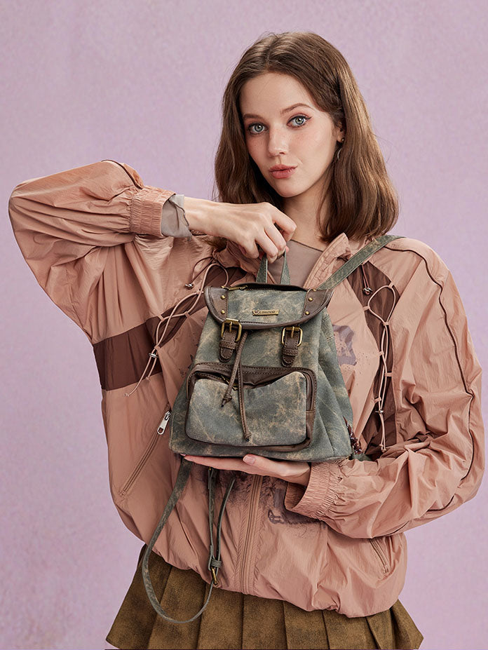 Vintage Studded Drawstring Backpack