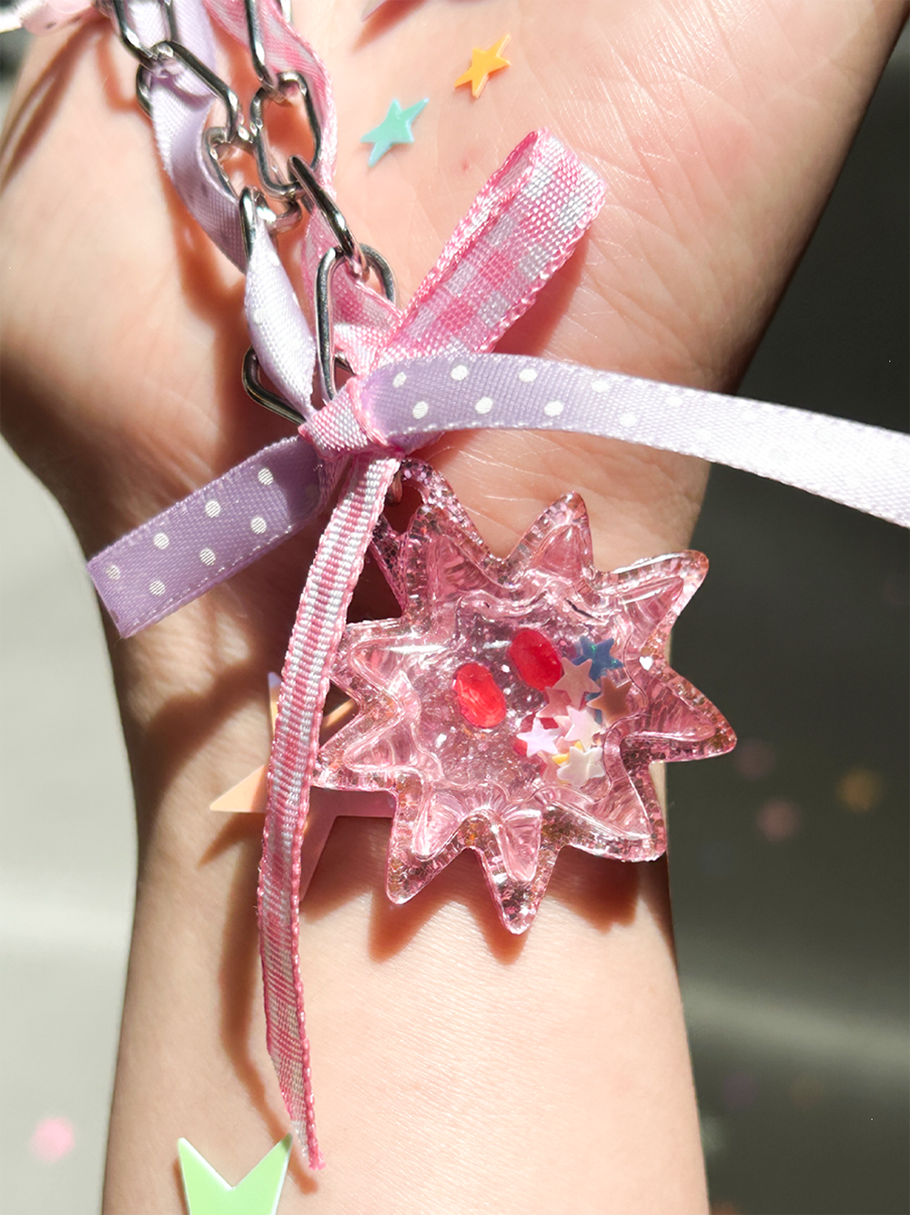 Pink Ribbon Star Charm Necklace