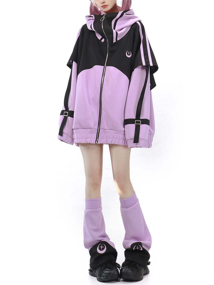 Starwave Signal Cyber Y2K Hooded Jacket Shorts Leg Warmers Headband