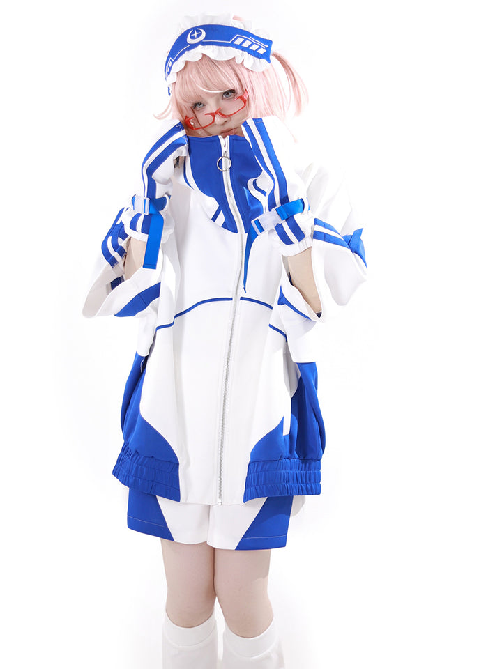 Cyber Y2K Hooded Jacket Shorts Pants Arm Sleeves Leg Warmers Headpiece