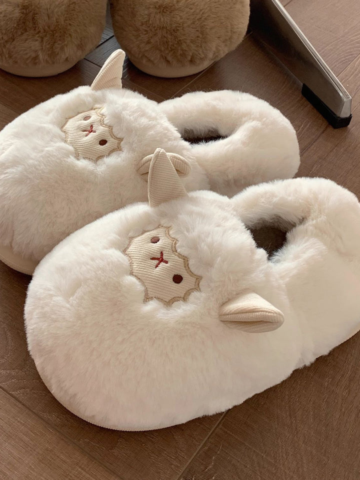 Lovely Sheep Plush Slippers