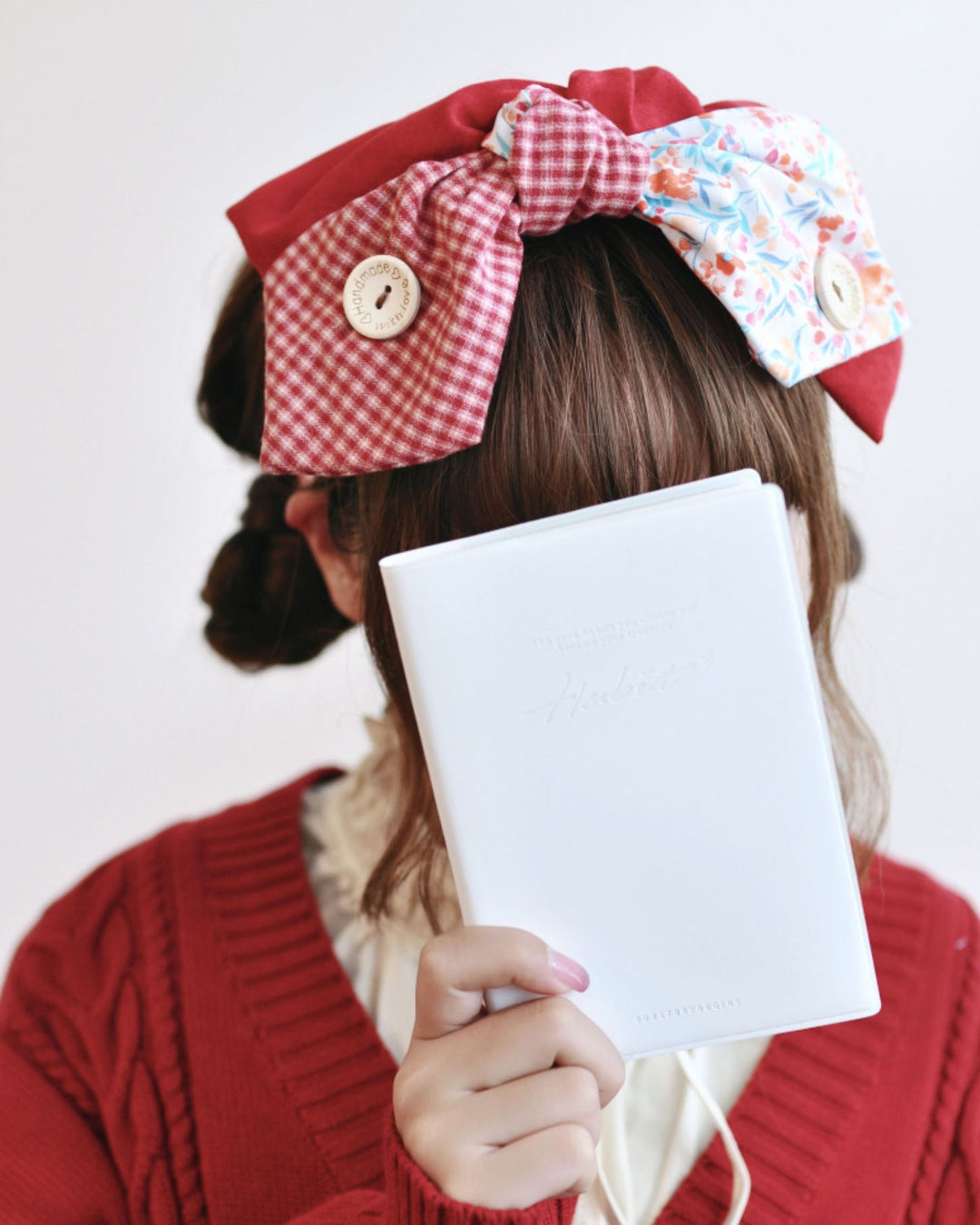 Checkered Floral Large Bow Headband