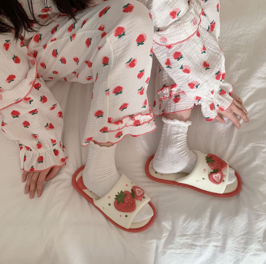 Cute Strawberry Linen Sandals