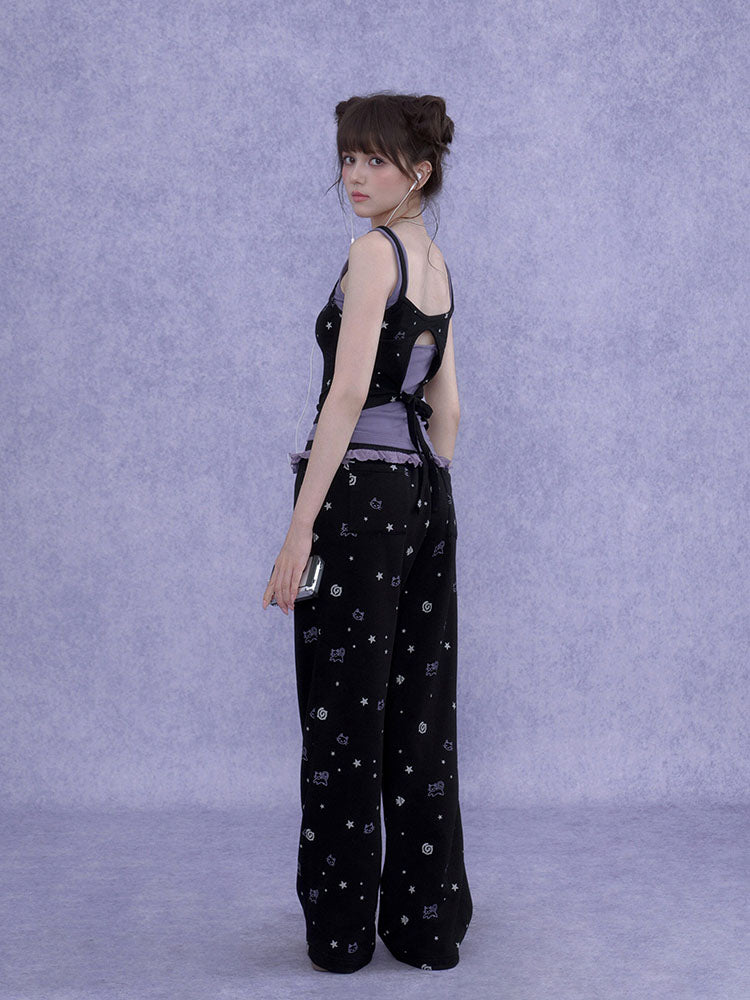 Subcul Jirai Cat Star Print Cutout Cami Top