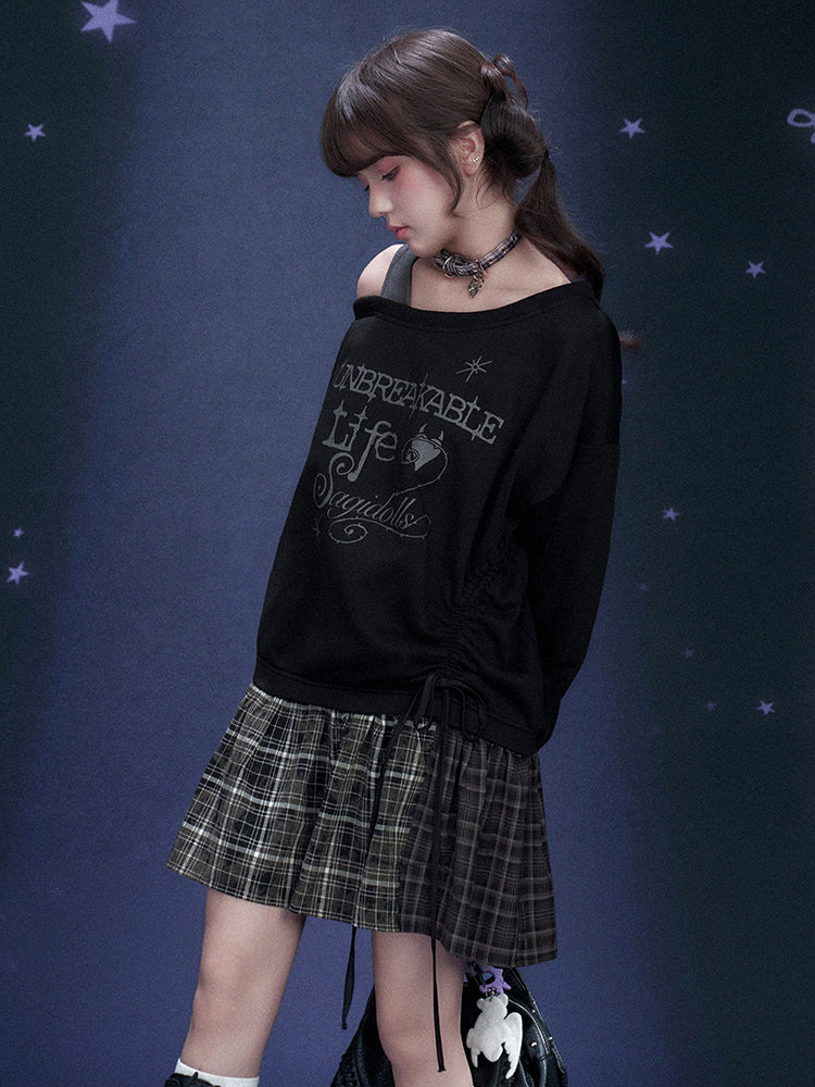 Dark Graffiti Faux Two Piece Dress