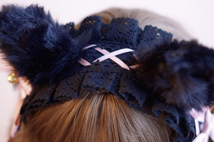 Lolita Cat Ear Black Lace Headband