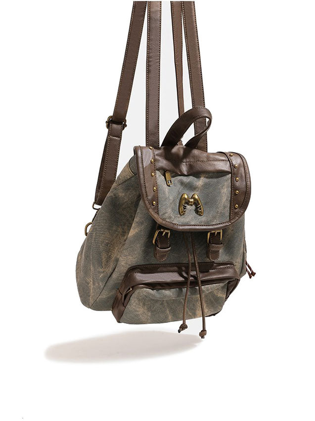 Vintage Studded Drawstring Backpack