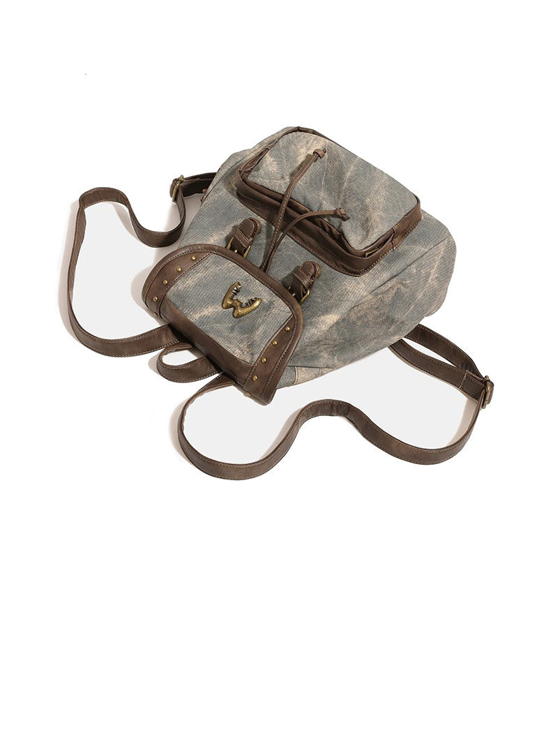 Vintage Studded Drawstring Backpack