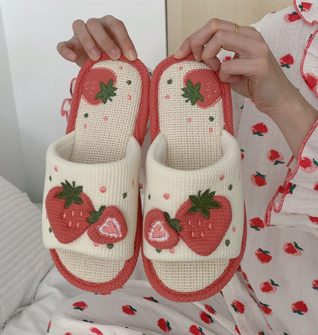 Cute Strawberry Linen Sandals