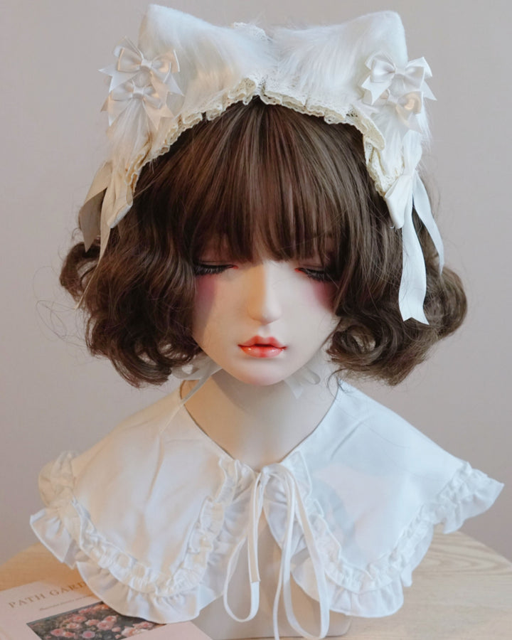 Japanese White Cat Ear Bow Headband