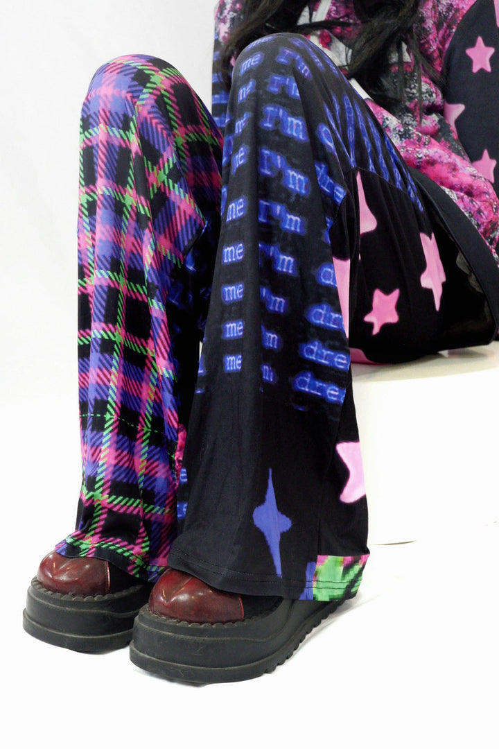 Y2K Pink Star Plaid Wide Leg Pants
