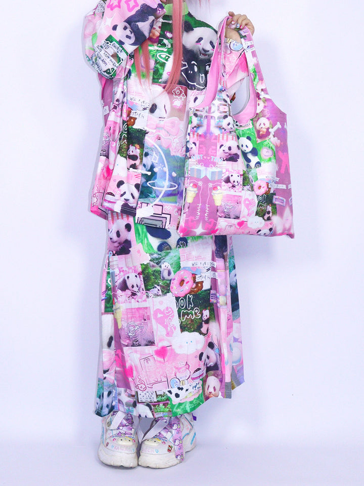 Pink Panda Collage Tote Bag
