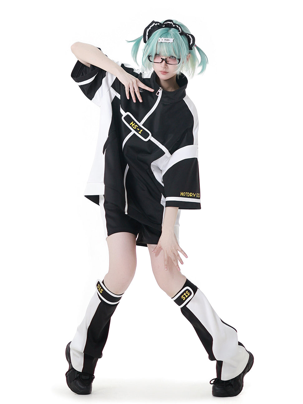 Orbit Hacker Cyber Y2K Zip Jacket Shorts Leg Warmers Headband
