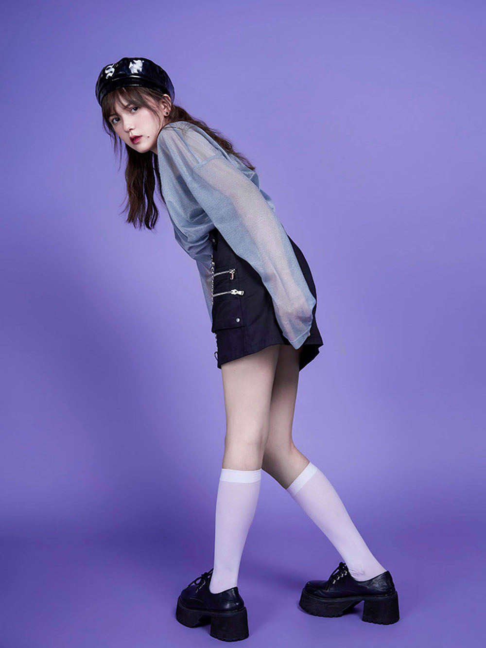 Black Heart Chain Utility Mini Skirt