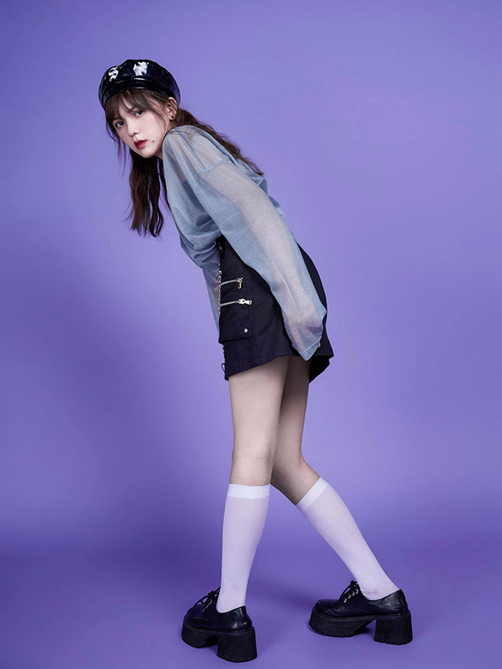 Black Heart Chain Utility Mini Skirt