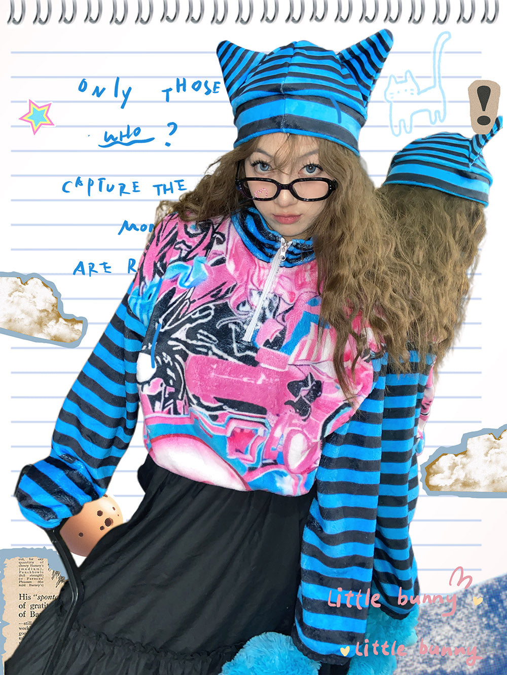 Graffiti Quarter Zip Crop Sweatshirt