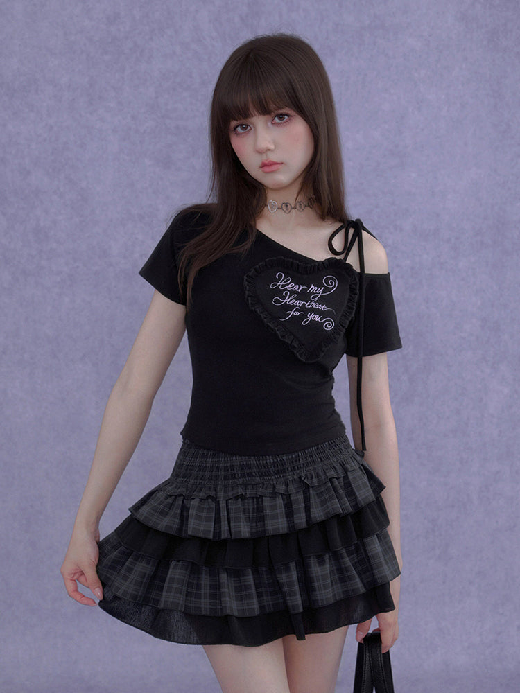Tiered Plaid Ruffle Mini Skirt Skort