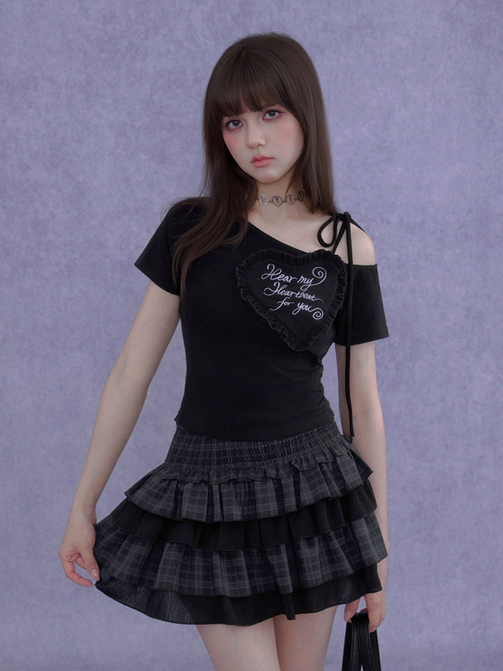 Tiered Plaid Ruffle Mini Skirt Skort