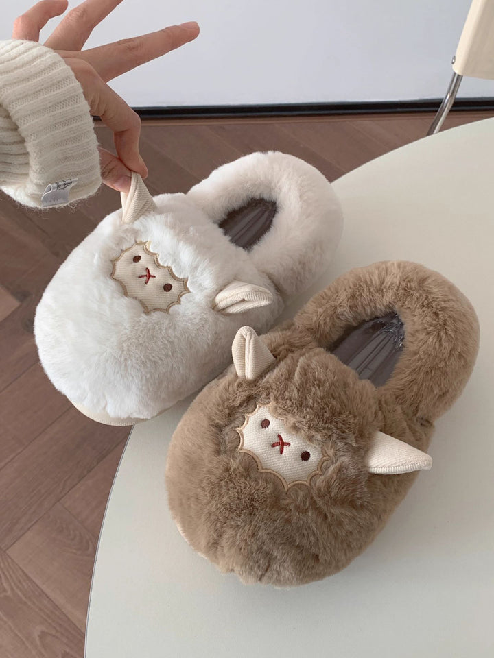 Lovely Sheep Plush Slippers