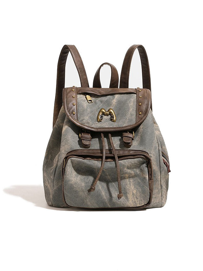 Vintage Studded Drawstring Backpack