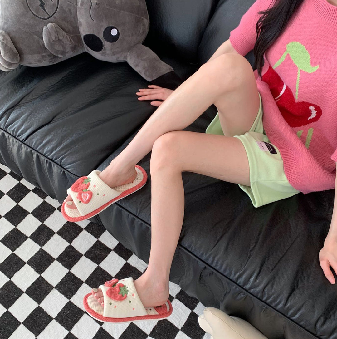 Cute Strawberry Linen Sandals