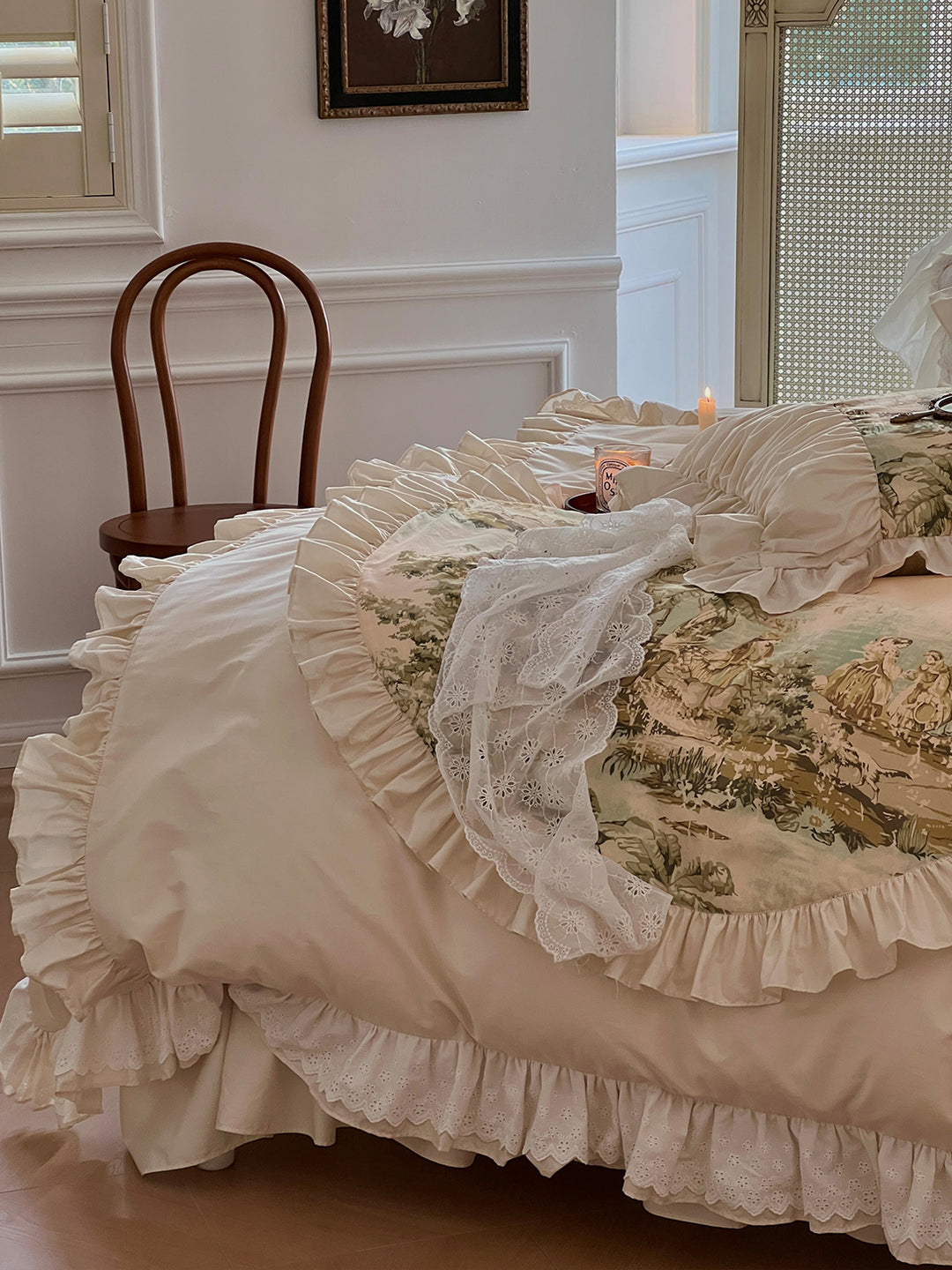Romantic French Vintage Art Cotton Lace Duvet Cover