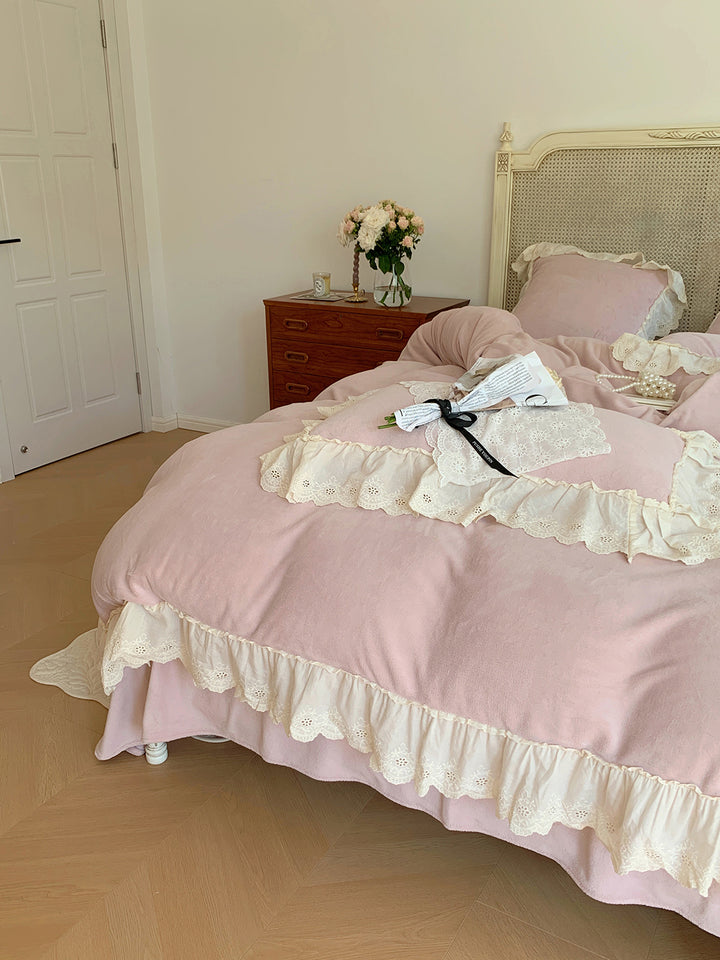 Romantic French Princess Style Winter Milk Velvet Bedding Set