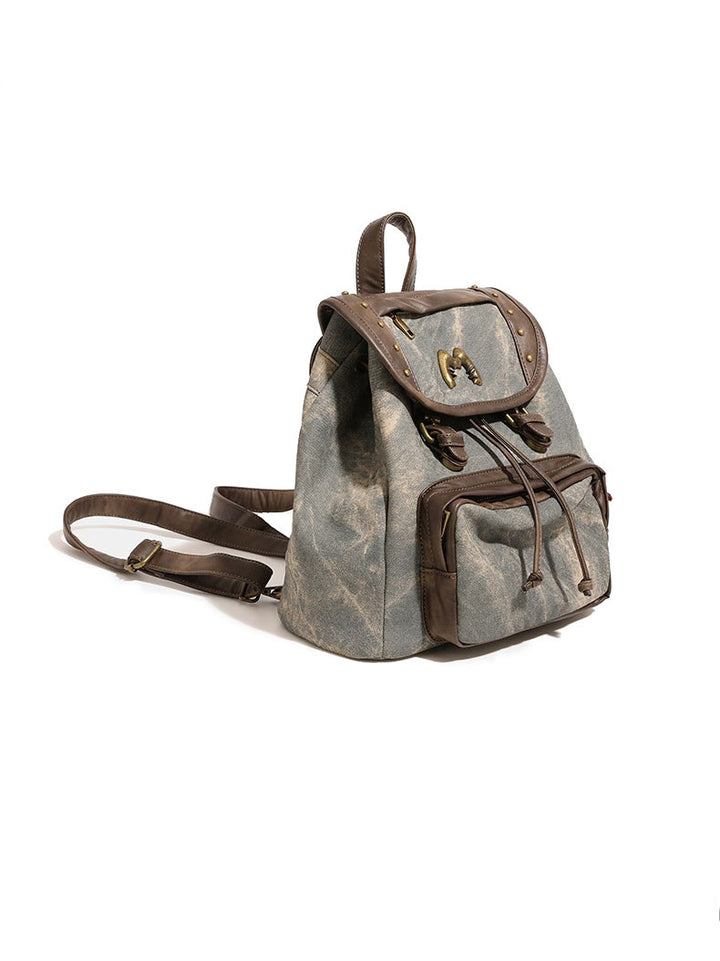 Vintage Studded Drawstring Backpack