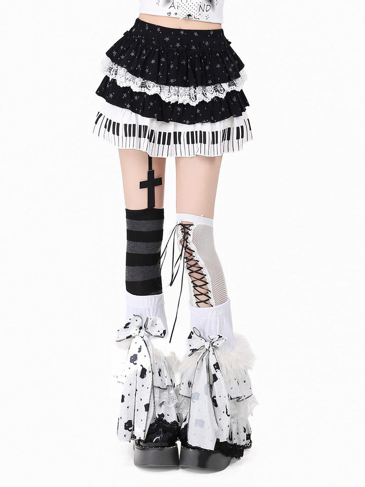 Star Graphic T-Shirt Piano Key Skirt