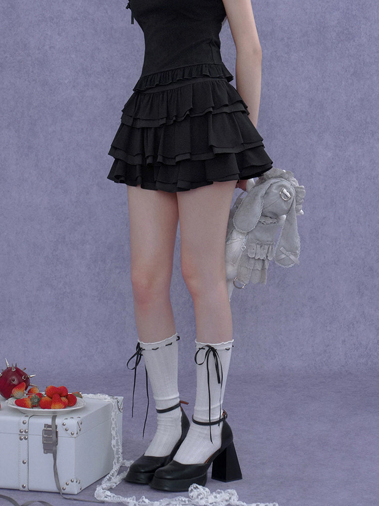Gothic Ruffle Series Top Skirt