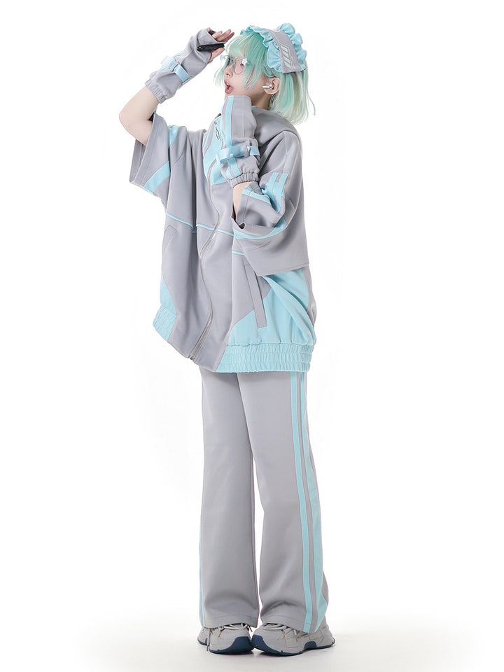 Cyber Y2K Hooded Jacket Shorts Pants Arm Sleeves Leg Warmers Headpiece