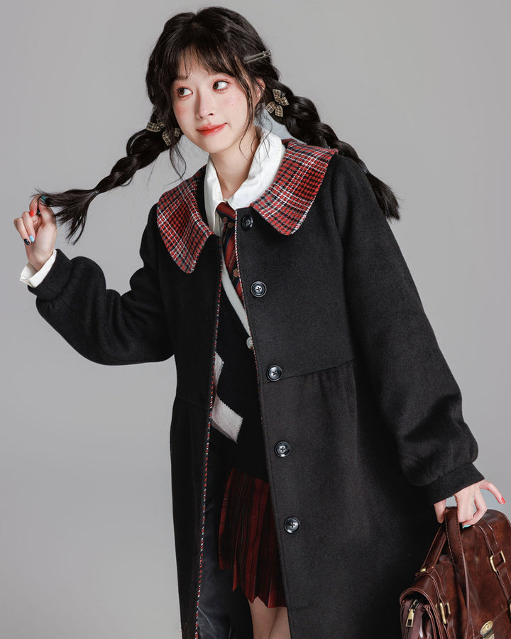 Chic Black / Gray College-style Coat for Fall and Winter