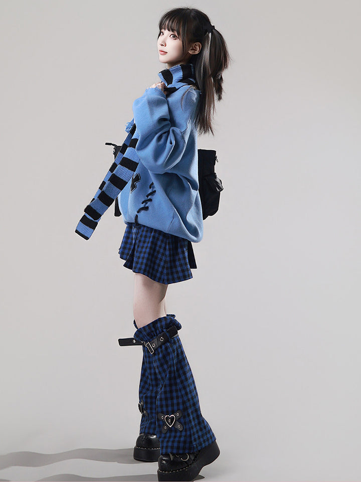 Grunge Distressed Cross Knit Sweater