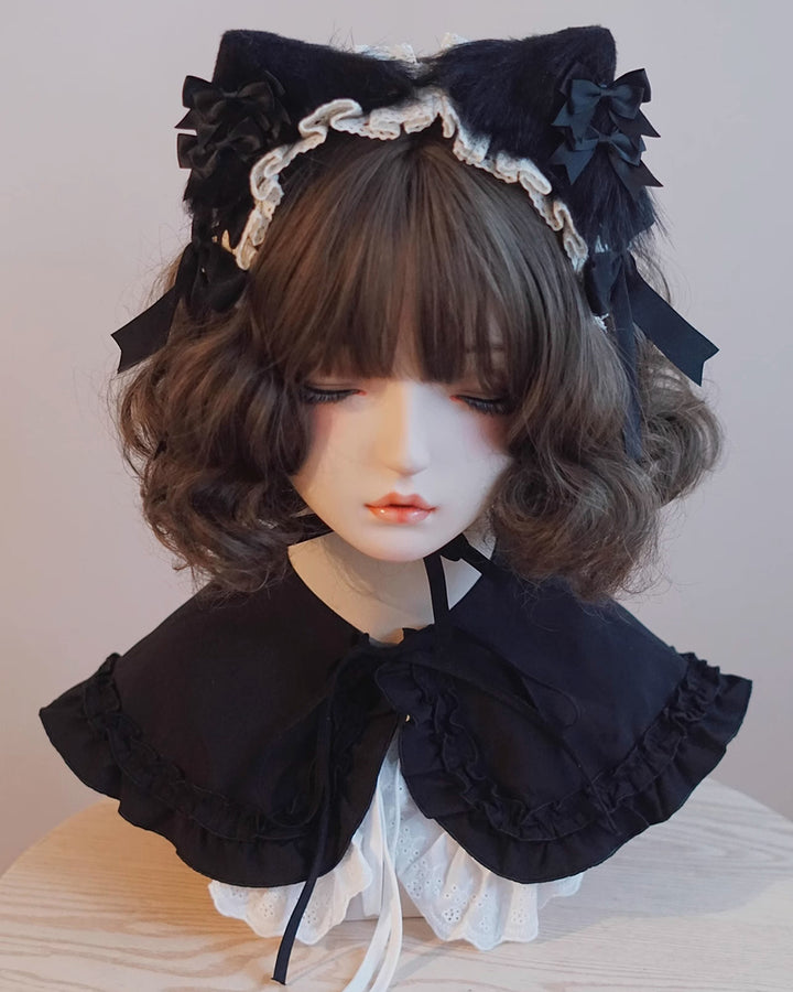 Black and White Bow Cat Ear Headband