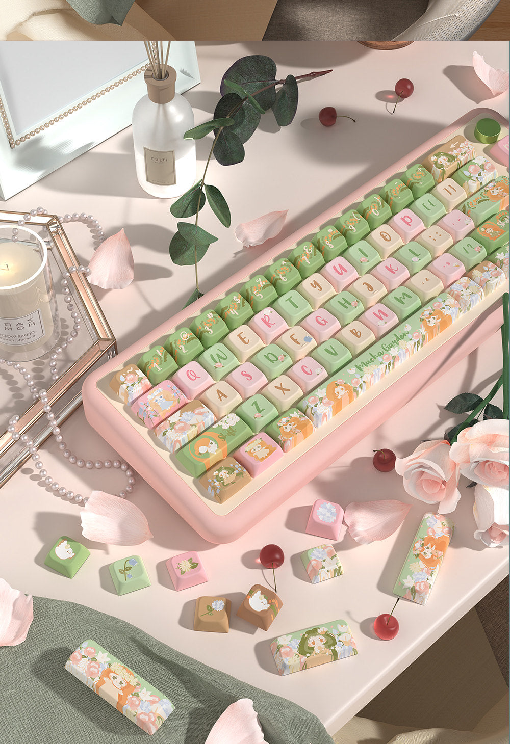 Mucha Garden Art Nouveau Keycaps for Mechanical Keyboards