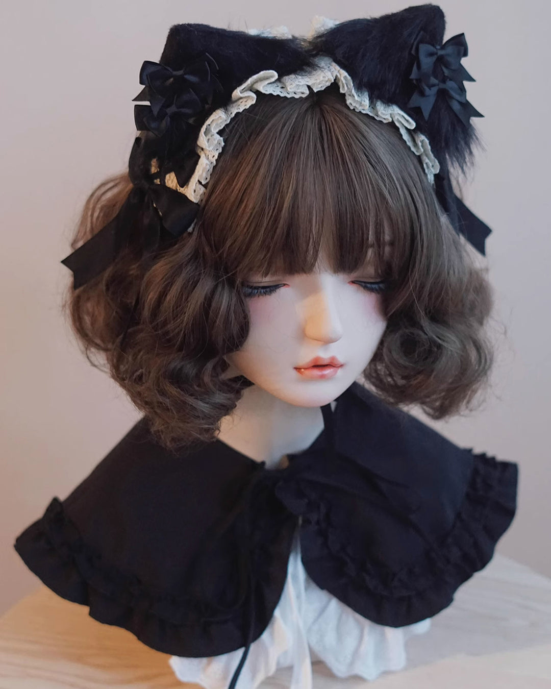 Black and White Bow Cat Ear Headband