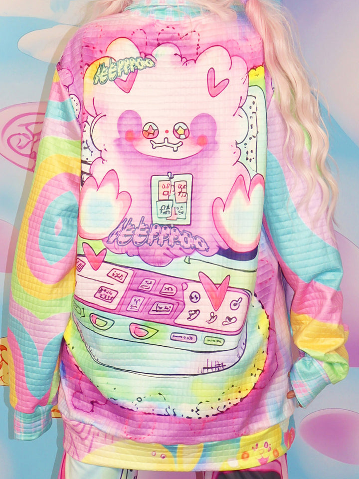 Pastel Cartoon Phone Quarter Zip Sweatshirt
