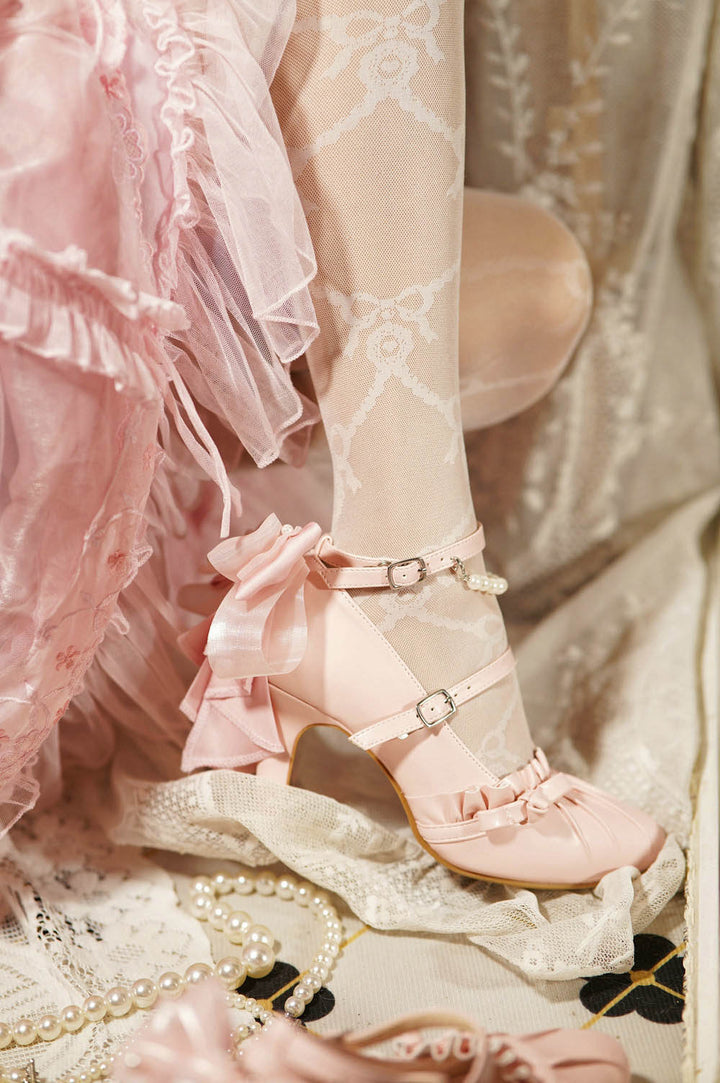 Apricot/White/Pink/Blue Mermaid Princess Bow Lolita High Heels