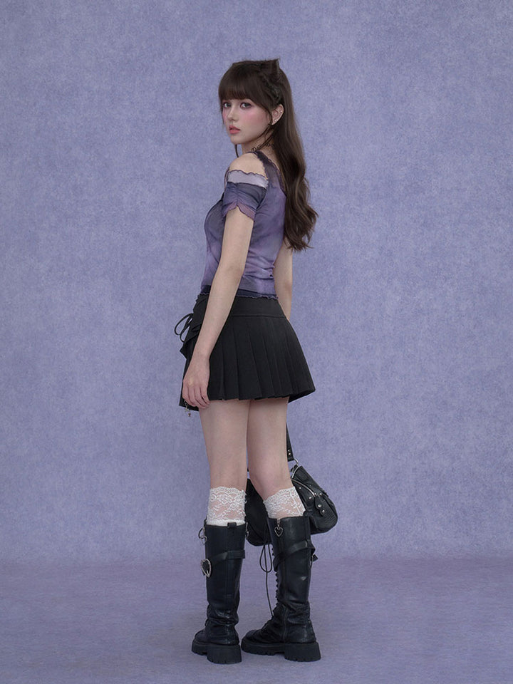 Purple Sheer Off Shoulder Fairy Top